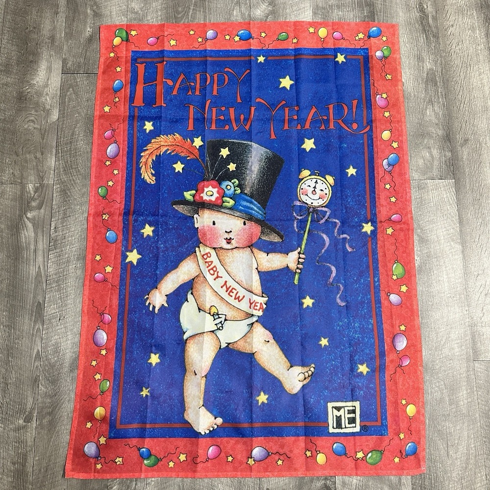 Mary Engelbreit Happy New Year Baby New Year Flag 28x40 Hamilton 2006 ME Rare